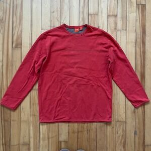 BOSS Hugo Boss Red Long Sleeve Crew Neck Casual T Shirt Top Mens Size M